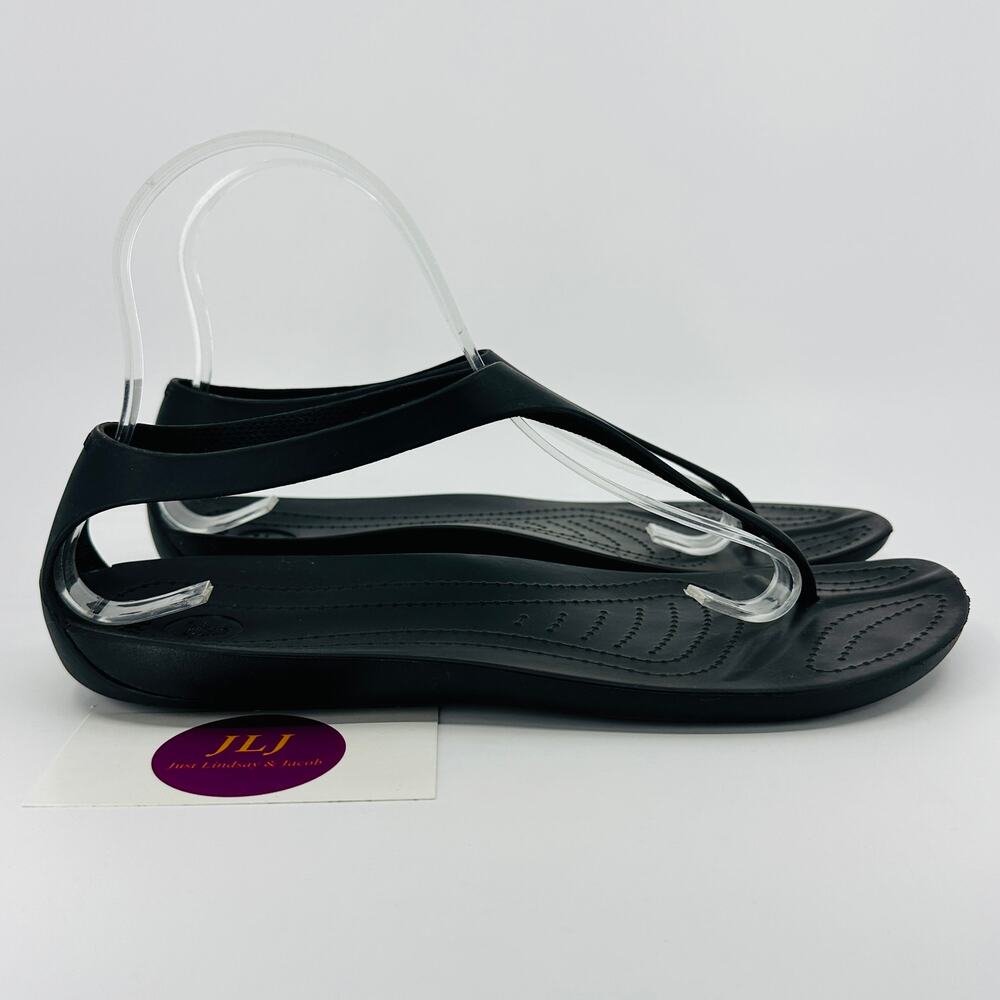 Crocs Women's Sexi Flip Sleek Black Casual Flip Flop Sandals 11354 Size 8